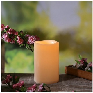 MARELIDA LED-Kerze XXL LED Kerze für Außen flackernd H: 20cm D: 12,5cm outdoor creme beige