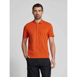 Slim Fit Poloshirt mit Logo-Stitching Modell 'EALIS', Orange, XXXL