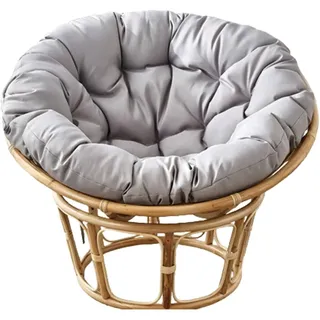 MIAOMI Papasan-Sessel aus Natürlichem Rattan für Den Innenbereich mit Kissen – Komplett Montiert, Verstellbarer, Runder Sitz aus Natürlichem Korbgeflecht