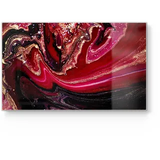 DEQORI Frühstücksbrett Glas | klein 23x14 cm | Motiv Marmor-Lavafluss | Design Schneidebrett für Küche | Frühstücksbrettchen antibakteriell & rutschfest | Glasplatte & Servierplatte