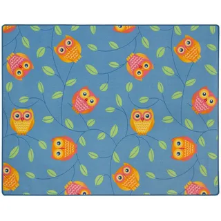 Happy Owls Teppich Eulen Kinderteppich Eule Spielteppich 133 x 170 cm blau