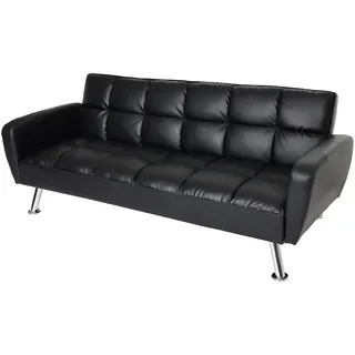 Mendler Schlafcouch Kunstleder 3-Sitzer Schwarz
