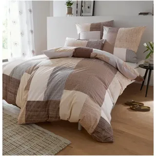 Heine Bettwäsche in beige-hellgrau-bedruckt | Gr.: 135x200 cm + 40x80 cm