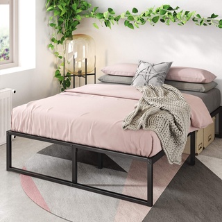 Zinus Lorelai Bett 90x200 cm - Höhe 36 cm mit Stauraum unter dem Bett - Metall-Plattformbettrahmen - Schwarz