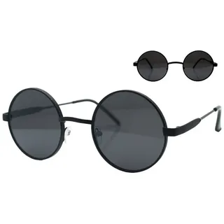 Vaccari-design Sonnenbrille (1x Runde Hippie Festival Brille mit Brillenbeutel) Nickelbrille in Schwarz oder Gold mit Getönten Gläsern schwarz