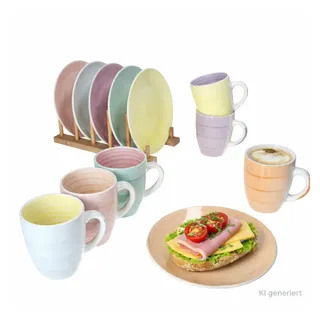 Mambocat Frühstücksset Pastello 12-tlg. pastell-Farben