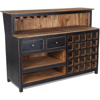 Vintage Design BARSCHRANK PUREWOOD | 150x110x55cm(BxHxT) | Shabby Chick Minibar, Bar Theke aus Altholz | Verkaufstresen, Kassentresen, kultiges Dekoobjekt | Farbe: 09 Voodoo - schwarz