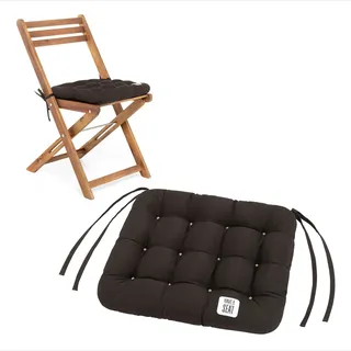 HAVE A SEAT Living - Sitzkissen Klappstuhl 40x35 cm - 2er Set - Bequemes Sitzkissen Outdoor - Waschbar bis 95°C, Wetterfest, Orthopädisch - Made in Germany (2er Set - 40x35 cm, Braun)