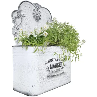 All Chic Metall Blumentopf Hängend, Vintage Hängetopf für Pflanzen Wand-Pflanzgefäße für Wandmontage, Innen- und Außenbereich, Haus Gartendekoration-Weiß
