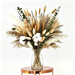 Trockenblumen,Getrocknetes Pampasgras-Bouquet, Boho-Tischdeko, Bunny-Tails-Trockenblumen, weißes Pampasgras für Hochzeiten, Wohnkultur, rustikale Partys und Baby-Dusche-Dekorationen.