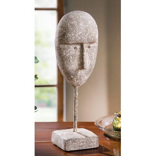 Dekomaske „Beton-Style“, 35 cm hohe Gesicht aus Zement in Grauer Antik-Optik, Dekoobjekt, Menschenkopf, Deko-Büste, rustikal