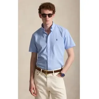 Polo Ralph Lauren für Herren. 710945315500 Blaues Custom-Hemd (L), Lässig, Baumwolle, Kurzarm
