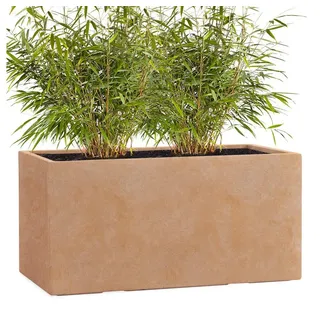Pflanzwerk® Pflanzkübel TUB Premium Fiberglas Blumenkübel Frostbeständig mit Lotus-Effekt, Fiberglas - Handgefertigt - Rechteckig - Frostbeständig orange 100 cm x 45 cm x 45 cm