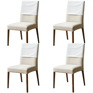 4pcs Kopf Kissenbezug Elastischer Polyester Rückenlehne Husse Stuhl Rückgehäuse Staubdichtes Stuhl Rückenschutz Stretch Abnehmbare Universal Stuhlhussen für Esszimmer Hotel Office (weiß, 28x48cm)