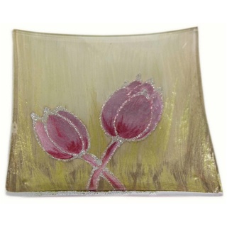HTI-Living Dekoteller Dekoteller Tulpe Rosa (1 Stück) goldfarben