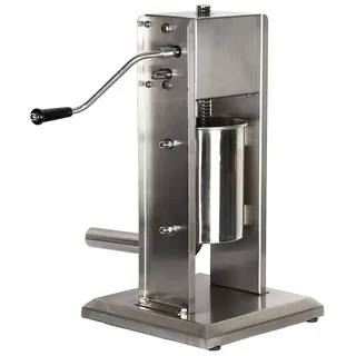 Melko Wurstfüllmaschine Wurstfüller 3 Liter Edelstahl inkl. 4 Füllrohre | Wurstspritze mit Entlüftungsventil gegen Luftblasen, 2-Gang-Getriebe, stabile Handkurbel, für Bratwurst, Salami und Wiener