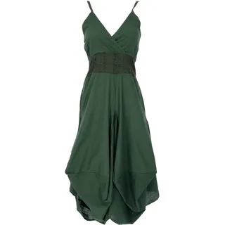 GURU SHOP Langes Sommerkleid Hippie Chic - Olive/dunkle Spitze, Damen, Size:S - 38