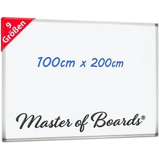 Mob Magnetisches Whiteboard 200x100cm mit Alurahmen und abnehmbare Stiftablage für Büro, Heim und Schule, Magnettafel Kratzfest und trocken abwischbar | Magnetboard in Hochkant & Querkant