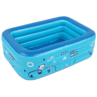 Aufblasbarer Rechteckiger Pvc-pool 130x80x40cm, Babybadewanne, Leicht Zu Transportieren Und Schnell Zu Verstauen, 3 Unabhängige Ringe