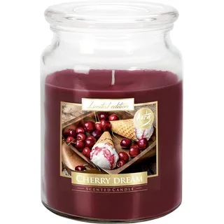 Duftkerze Cherry dream mit süßem Aroma, groß mit Deckel, 100h Brenndauer