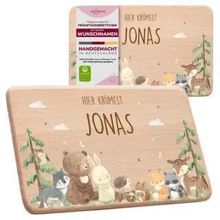 Frühstücksbrettchen Holz, Individuelles Holzbrett mit Namen (22x14 cm) | Schneidebrett für Kinder, personalisiertes Geschenk zur Weihnachten, Geburt, Geburtstagsgeschenk für Mädchen und Jungen