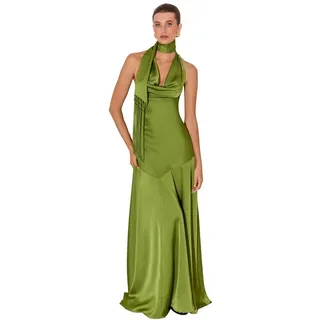 LIPSY Satinkleid Fit and Flare Satin-Maxikleid mit Fransenschal (1-tlg) grün 40 (GB: 12)