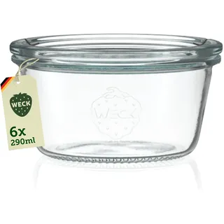 Weck Gläser 200ml Schalen– 6er Set mit Deckeln – Sturzform – robuste, stapelbare Dessertgläser, Einkoch- & Einmachgläser – klein – Weckglas ideal für Nachtisch