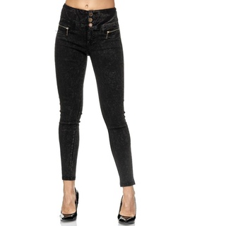 Elara High-waist-Jeans Elara Damen Stretch Hose High Waist Jeggings (1-tlg) grau 48