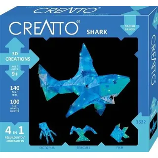 Creatto Hai 3D-Leuchtfiguren entwerfen, Bastel Set für Hai, Tintenfisch, Möwe oder Fisch, gestalte deine individuelle Kinderzimmer-Deko
