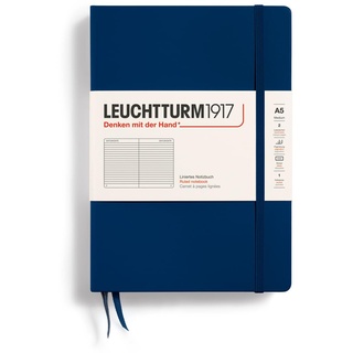 LEUCHTTURM1917 342922 Notizbuch Medium (A5), Hardcover, liniert, marine