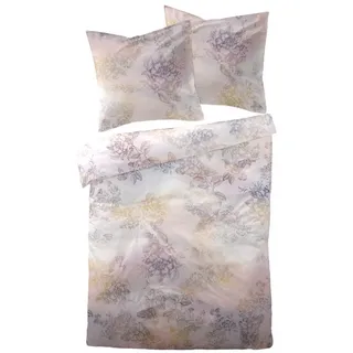 Dormisette Bettwäsche Dormisette Mako Satin Bettwäsche 155x220 Rosen Blüten silber flieder, Mako-Satin, 2 teilig bunt
