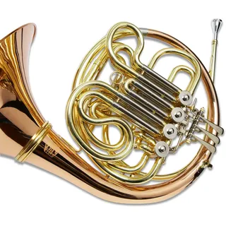 Symphonie Westerwald Waldhorn/Doppelhorn in Bb/F, Goldmessing inkl. Luxus-Hartschalenkoffer und Zubehör, Neu