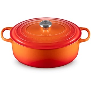 Le Creuset Signature Gusseisen-Bräter mit Deckel, Ø 31 cm, Oval, Für alle Herdarten und Induktion geeignet, Volumen: 6,3 l, 5,705 kg, Ofenrot, 21178310902430