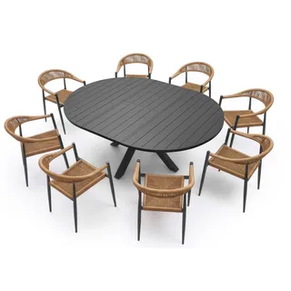 Gartenmöbel-Set 8+1 – ausziehbarer Tisch 145–200 cm + 8 Stühle