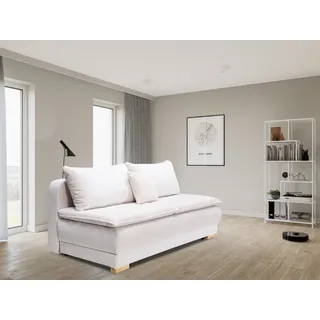 Schlafsofa HOME AFFAIRE "Bea, B: 218 cm, Liegel. 158x198 cm", beige, B:218cm T:96cm, 100%Polyester, Sofas, Schlafsofa, Schlaffunktion, Bettkasten & 1 Zierkissen, Dauerschlafsofa Boxspring