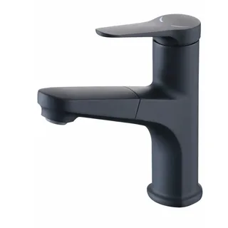 Wasserhahn Bad Ausziehbar Waschtischarmatur mit Herausziehbarer Brause Einhebelmischer Bad Armaturen Waschbecken Schwarz