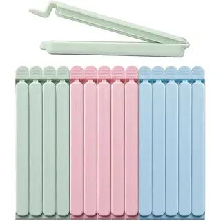 15 Stück Verschlussclips für Beutel (5 Grün, 5 Blau, 5 Pink) – 15cm große Klipse für Tüten, Frischhalteclips für Chips, Brot, Kekse, Nüsse, Müsli, Süßigkeiten, Sandwiches, Kaffee