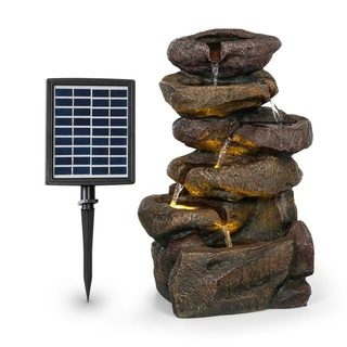 Savona Solarbrunnen 2,8 W Polyresin 5h Akku LEDs Steinoptik Brauner Stein