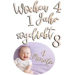 JoliCoon Meilensteinschriftzüge aus Holz, Meilensteinkarten Baby Holz | Meilensteinschriftzüge aus Holz, hochwertige Qualität, zum Festhalten besonderer Erinnerungen, 18 Schriftzüge