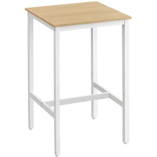 VASAGLE Bartisch 60 x 60 x 92 cm Eichenbeige/Weiß