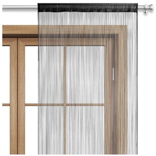 Fadenvorhang One, wometo, Stangendurchzug (1 St), halbtransparent, 100% Polyester, OEKO-TEX®, Fadengardine, kürzbar, Tür- und Fensterdeko schwarz