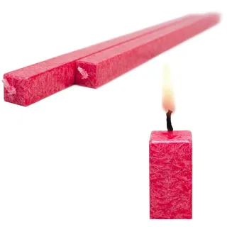 AMABIENTE classic - Eckige Stabkerze | einzigartige Form | 40 cm Höhe - 12 Stunden Brenndauer | 2 Stück | präzise Handarbeit | rußfreies Abbrennen & ruhiges Flammenspiel - Rot