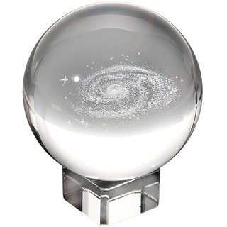 OwnMy Galaxy Kristallkugel Glaskugel Display Globe Briefbeschwerer Heilung Meditation Ball mit transparentem Ständer für kreatives Geschenk (7,6 cm/80 mm)