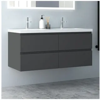 Aica Sanitär Waschtisch Waschtische Unterschrank mit Wachbecken hängend 120 cm x 52 cm x 46 cm