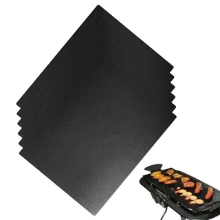 BBQ Grillmatte – 6er Set 40x30cm Grillmatte für Gasgrill, Wiederverwendbare Antihaft Grillfolie für Gasgrill, Zuschneidbar, Spülmaschinenfest, Hitzebeständig für Holzkohlegrill & Backofen