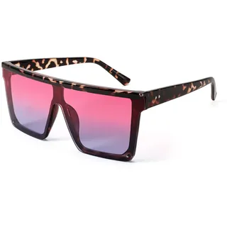 FEISEDY Vintage Flat Top Sonnenbrille Herren Damen Groß Verspiegelt B2470 | Randlose Eckige Brille Übergröß, UV400 Schutz - XXL