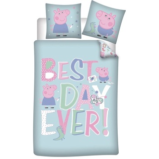 Parure de lit réversible Peppa Pig - Best Day Ever ! - Bleu - 140 cm x 200 cm