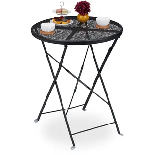 Relaxdays Gartentisch klappbar Ø 60,5 x 71,5 cm Schwarz