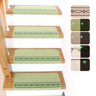 FuKuEn Stufenmatten Innen für Holzstufen Treppenstufen Antirutsch Waschbar Stufenmatten Vacuum Tech Selbstklebend Freischnitt Teppich Stufenmatten Grün 4 Stück 55 x 21 cm mit 4 cm Blending