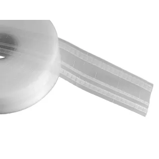 dekondo Faltenband Gardinenband Wellenband Taschenband zum Aufnähen, geeignet für Gleiterkordeln mit 6 oder 8 cm Gleiterabständen, weiß, transparent, variabel 600 cm